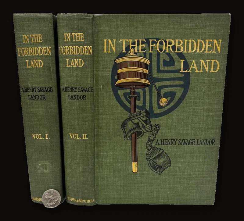 In the Forbidden Land, an Account of a Journey into Tibet Capture by the Tibetan Lamas and Soldiers, Imprisonment, Torture and Ultimate Release brought about by Dr. Wilson and The Political Peshkar Karak Sing-Pal, With the Government Enquiry and Report and Other Official Documents by J. Larkin, Esq., Deputed by the Government of India. With 1 Photogravure, 8 Colored Plates, 50 Full Page and about 150 Text Illustrations, and a Map from Surveys by The Author. In Two Volumes..
