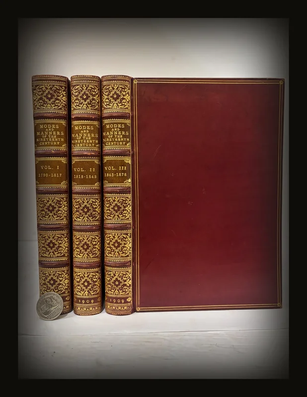 Modes & Manners of The Nineteenth Century as Represented in The Pictures and Engravings of The Time In Three Volumes. [Signed Binding of Sangorski & Sutcliffe].