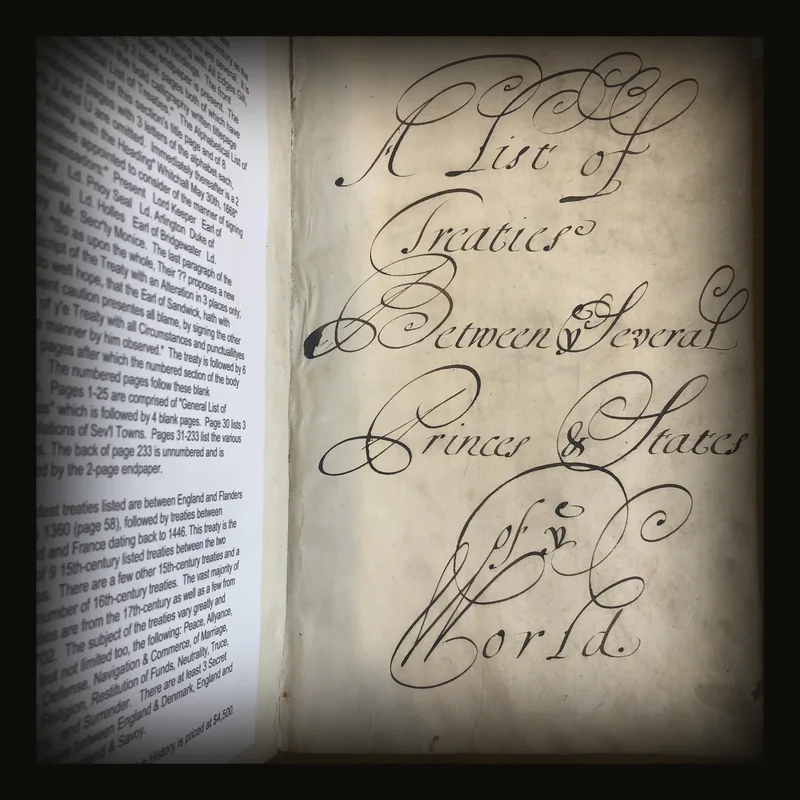 A List of Treaties Between Several Princes & States of The World, 233 pp of manuscript.