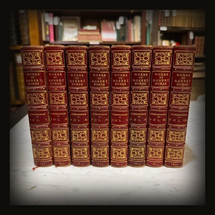 The Works of Robert Burns; With His Life, by Allan Cunningham. In Eight Volumes. Bayntun Doublure Signed Binding..